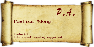Pavlics Adony névjegykártya